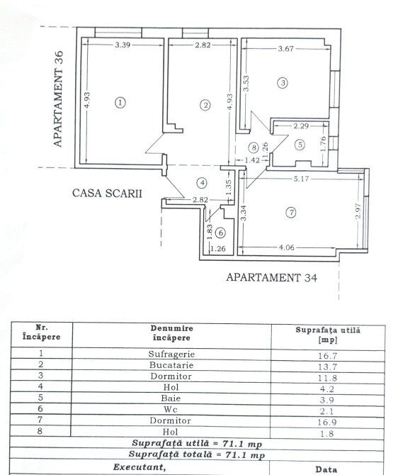 Apartament cu 3 situat pe strada Mircea cel Bătrân 